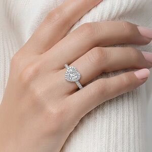 Adjustable Cubic zirconia stone Silver Heart Ring